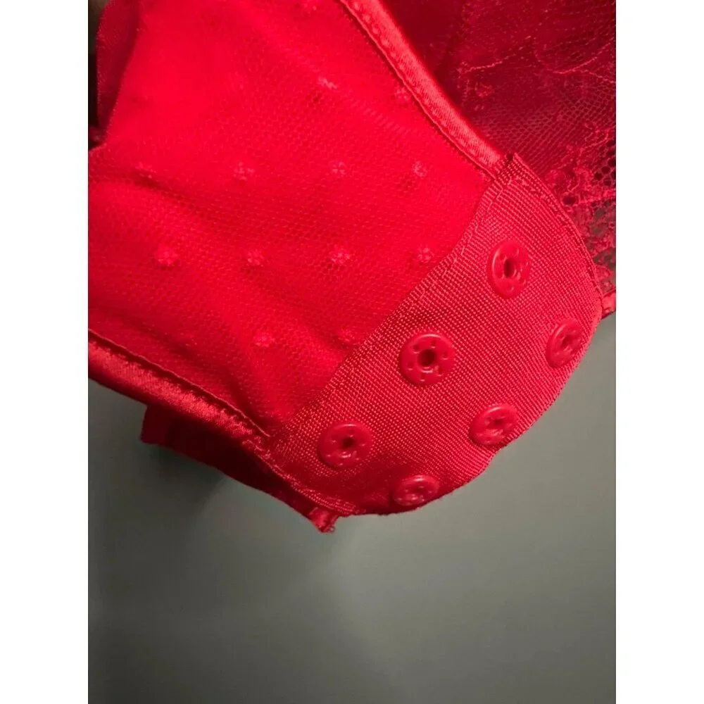 Secret Posessions Red Lingerie Babydoll 36/4C Women’s Lace Sheer Holiday Bride